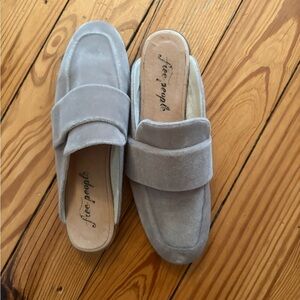 Free People Light Gray Suede Slip-On Loafers